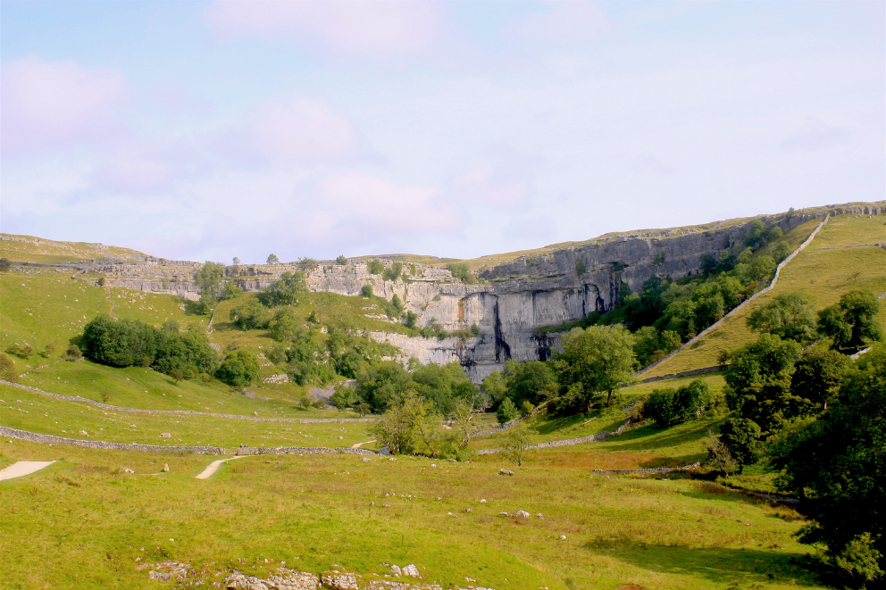 Malham Cove is a short drive from Hollow Gill Huts